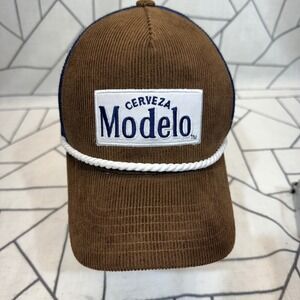 Modelo Trucker Hat OS Brown Corduroy Mesh Snapback Rope Accent Cap
